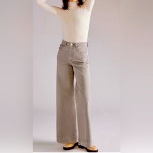 Maeve by Anthropologie Grey High Waist Wide Leg Jeans Size 26 Oversized -READ